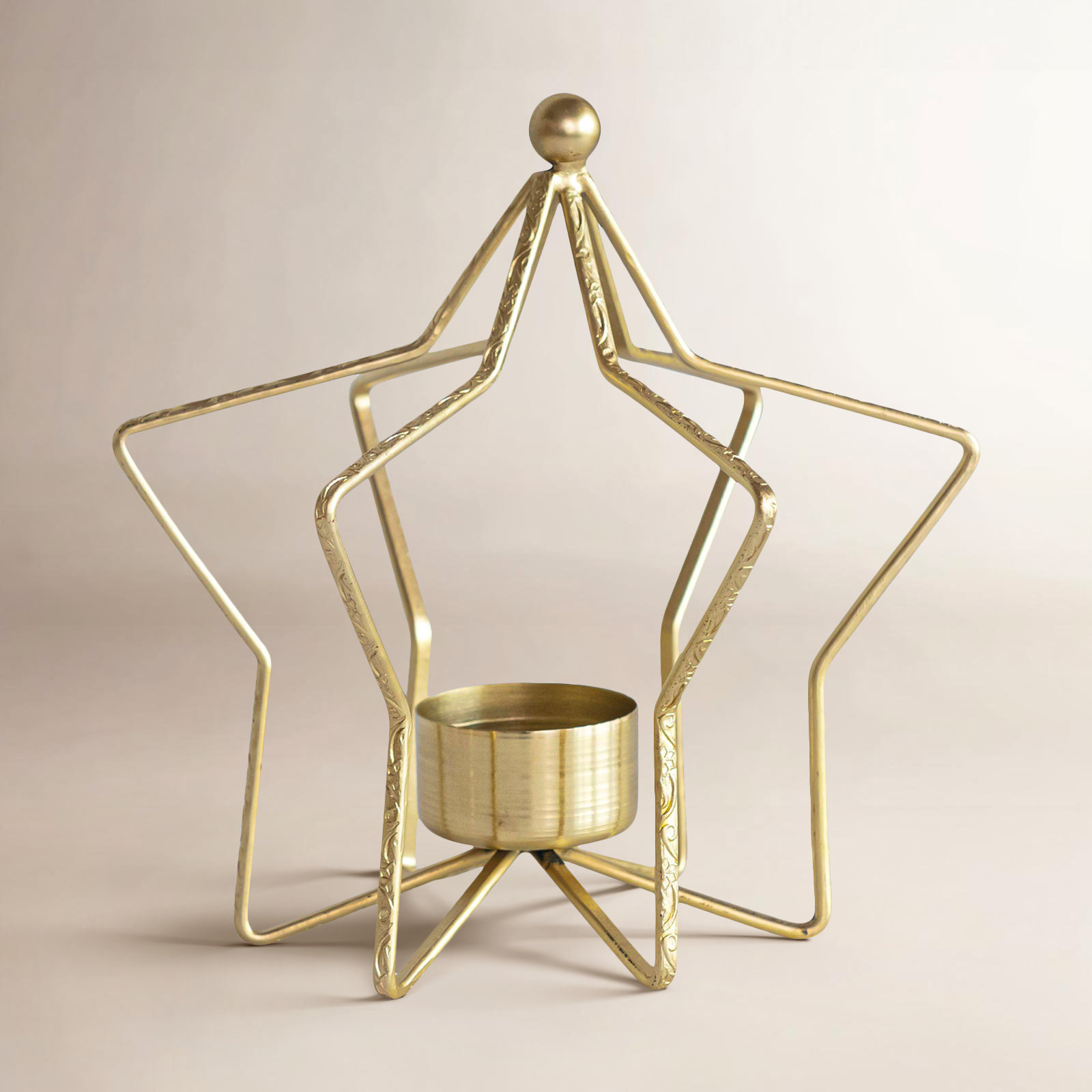 Metal Star Tealight Candle Holder, 6.5" H x 6.5" W x 6.5" D