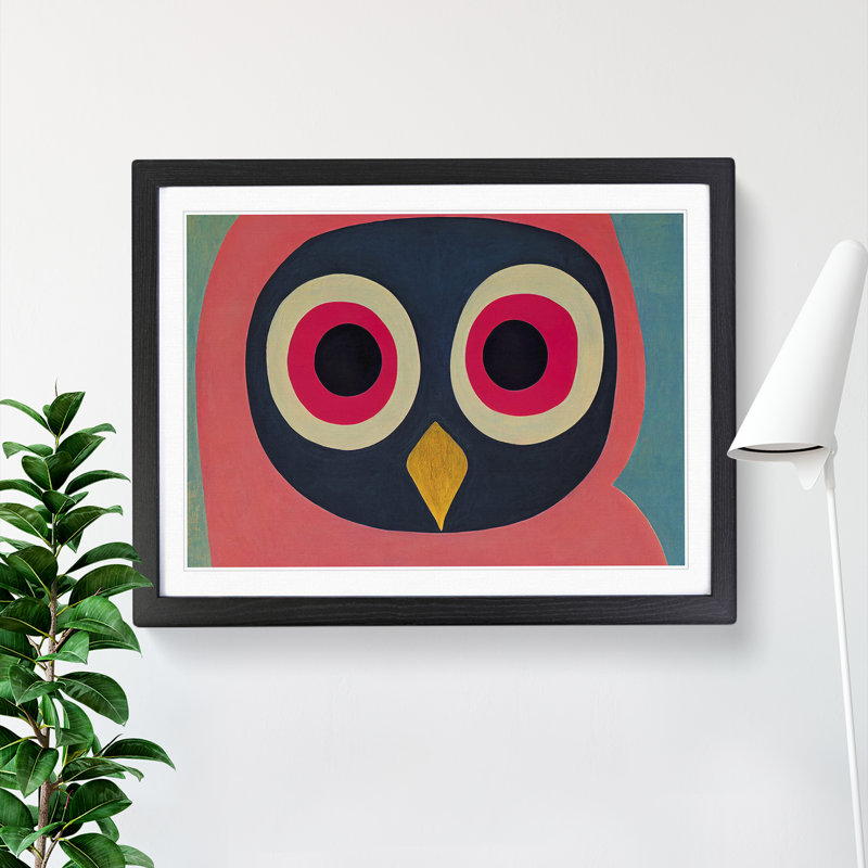 Bold Abstract Owl Vol.2 - Single Picture Frame Print, Black Framed, 46cm H x 64cm W x 2cm D