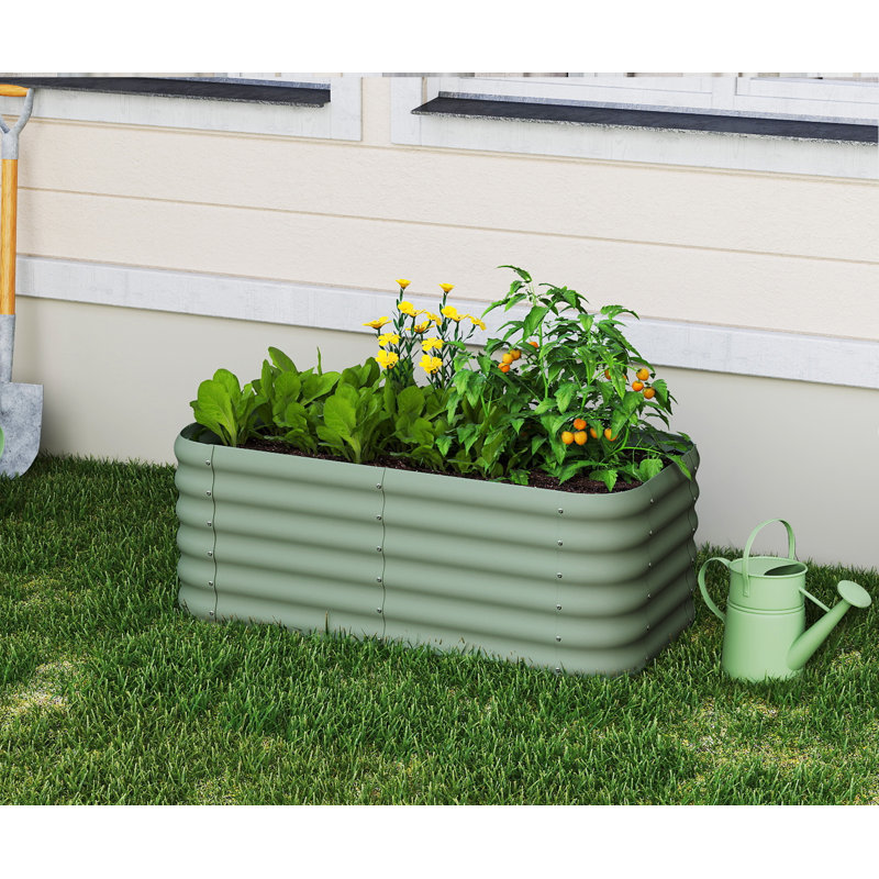 Galvanized Raised Garden Bed, Outdoor Planter Box for Vegetables, Flowers, Herbs, 18" H x 47" W x 24" D, Green