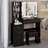 37" Middle Size Left Bedside Cabinet Vanity Table   Cushioned Stool Dresser Set, 2 AC 2 USB Socket, Hair Dryer Stand, Large Touch Control LED Sliding Mirror, 3-Color Switch-588621344