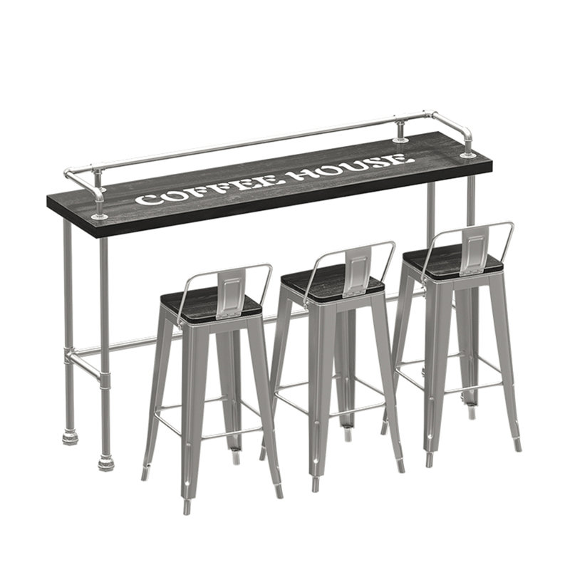 Ensemble de salle à manger rectangulaire L 70,9 po x l 17,8 po Karez, 4, Argent, Argent / noir