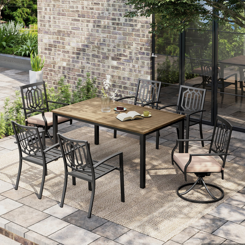 6 - Person Metal Patio Dining Set With Rectangular Table