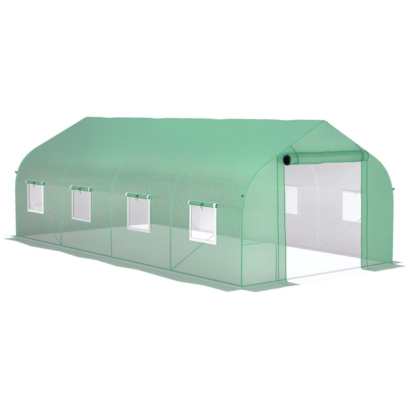 Outsunny Walk-in Greenhouse, Tunnel with Zippered Mesh Door and 6 Mesh Windows, Gardening Plant Hot House with Galvanized Steel Frame,