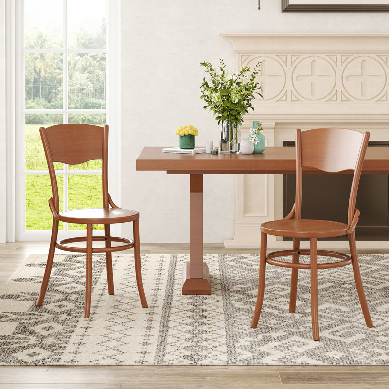 Medieval Solid Wood Side Dining Chairs, Honey