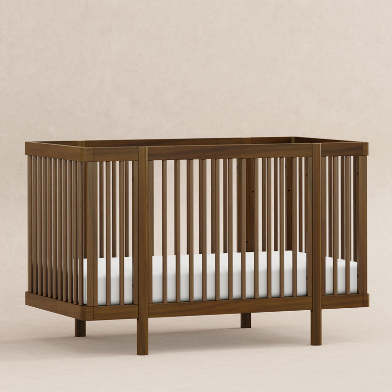 Natural Walnut 8-in-1 Convertible Crib with Rounded Spindles