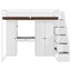Lit mezzanine avec escalier de rangement, coiffeuse intégrée avec miroir et tiroir, garde-robe et armoires, ports et lumières de chargement USB-128509277