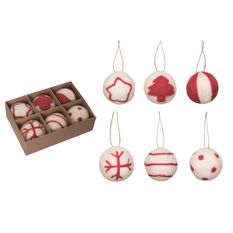  Ensemble de 6 ornements de Noël touffetés en mousse 5,91 po Foam