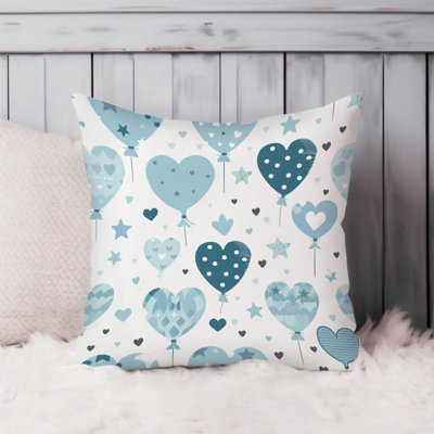 Blue Hearts Pattern II Pillow Cover