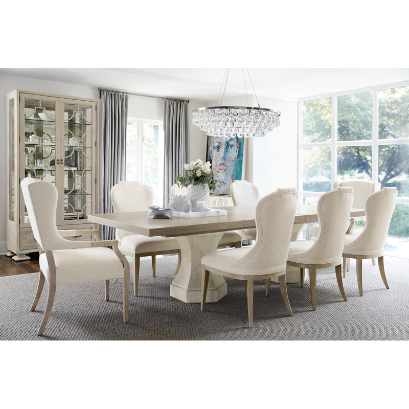 Santa Barbara Extendable Double Pedestal Dining Set, 9 Pieces: Table, 8 Chairs