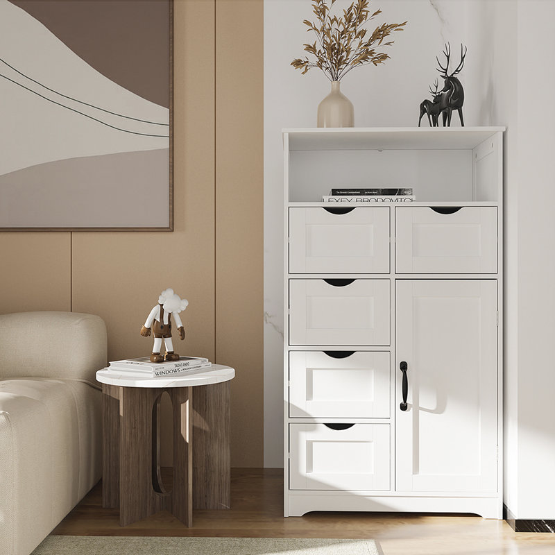 Commode d'appoint en bois massif, Blanc, H 41,73 po x l 23,61 po x P 13,01 po