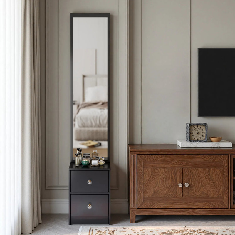Simple Stylish Dressing Mirror Cabinet, Full Body Mirror Cabinet, Extra Large Mirror, Multi Layer High Capacity Storage, Use Alone Or In Conjunction With Vanity
