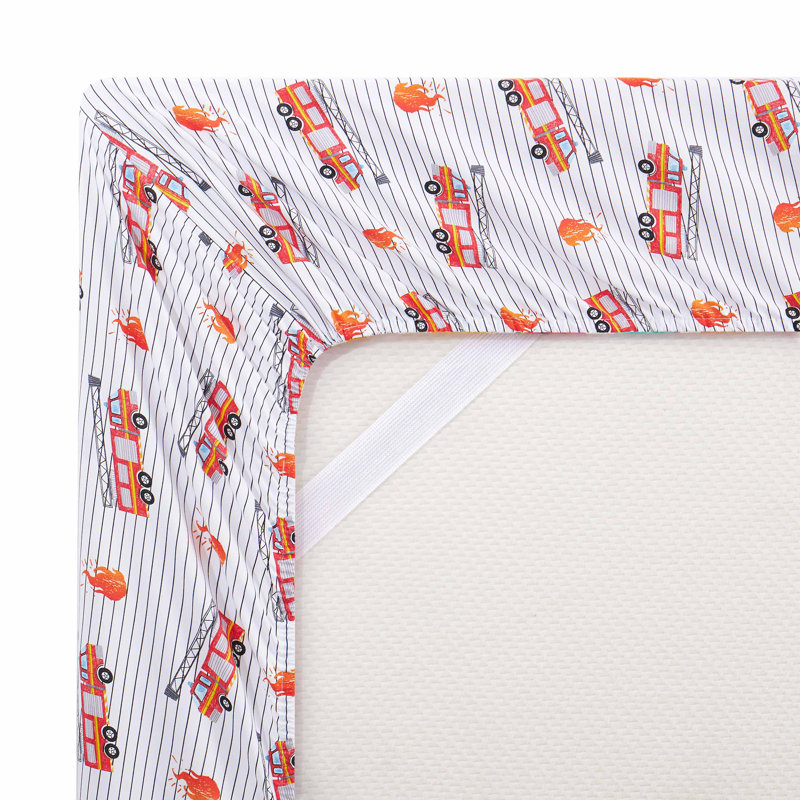 Fire Truck Print Microfiber Kids' Full Sheet Set
