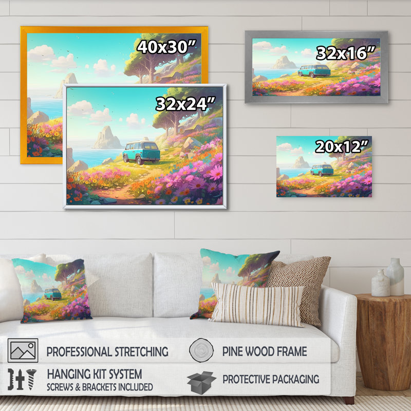 Seaside Drive IV - Imprimé, H 12 po x l 20 po x P 1 po, Toile tendue