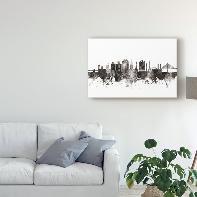 « charleston south caroline horizon black white », impression sur toile tendue, H 22 po x l 32 po x P 2 po