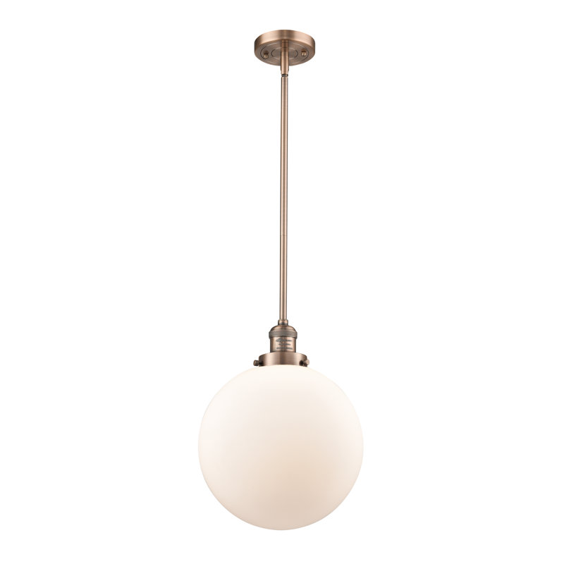 Clermont 1 - Light Single Pendant, Matte White, LED, Antique Copper