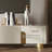 Modern 78.74″ Faux Marble TV Stand – Luxury Media Console with Gold Stainless Steel Base, 4 Storage Cabinets, Simple Assembly