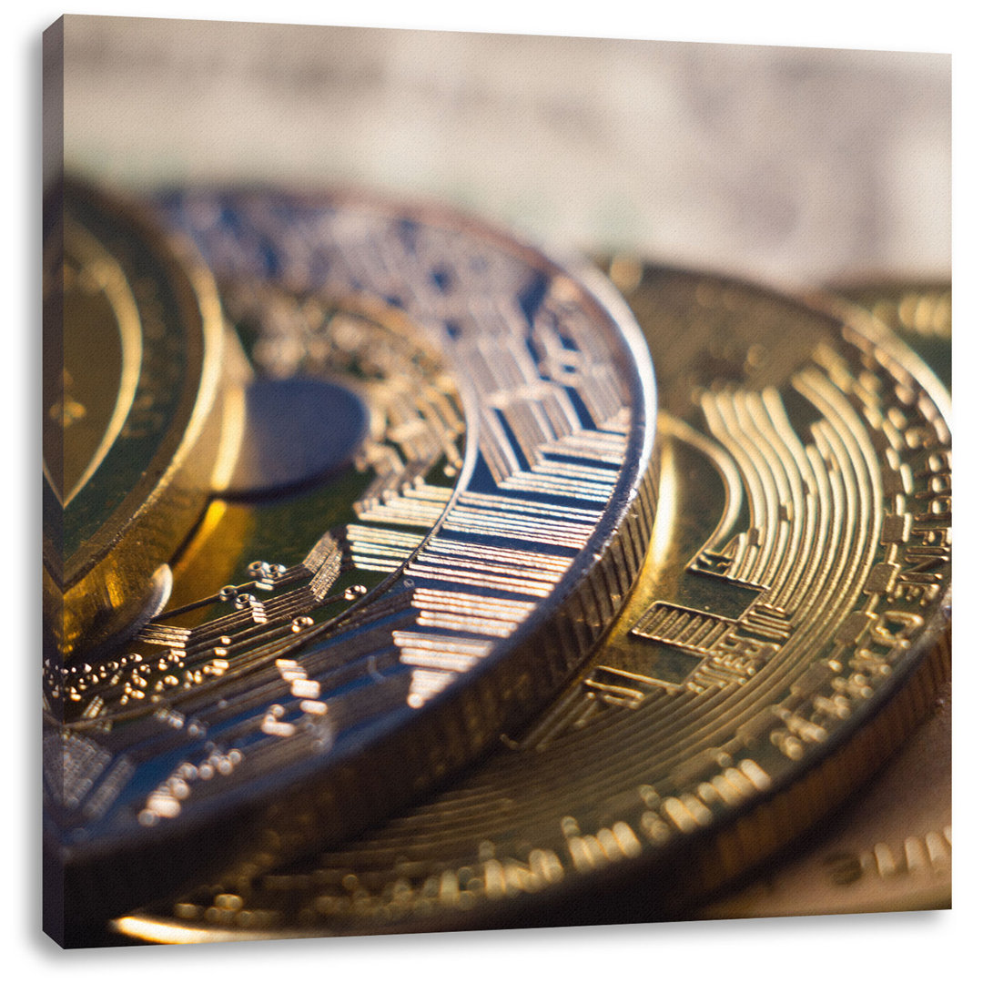 Leinwandbild Goldene Bitcoins BTC