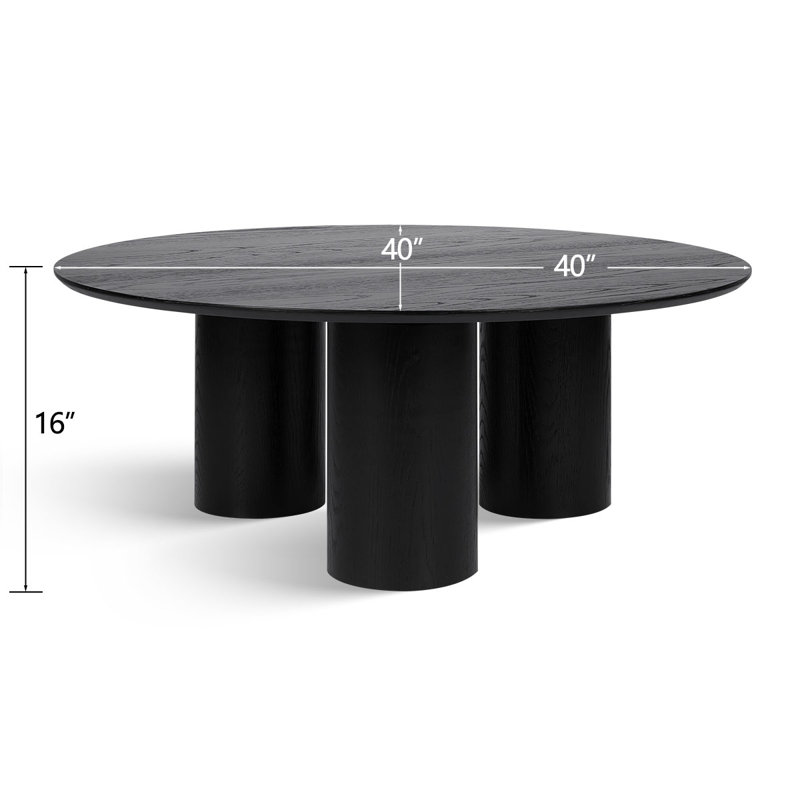 Leviah 40'' W Round Drum Coffee Table, Black