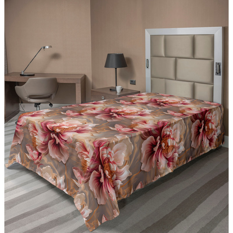 Drap-housse floral Ambesonne Hazy Dream, Drap plat pour lit simple