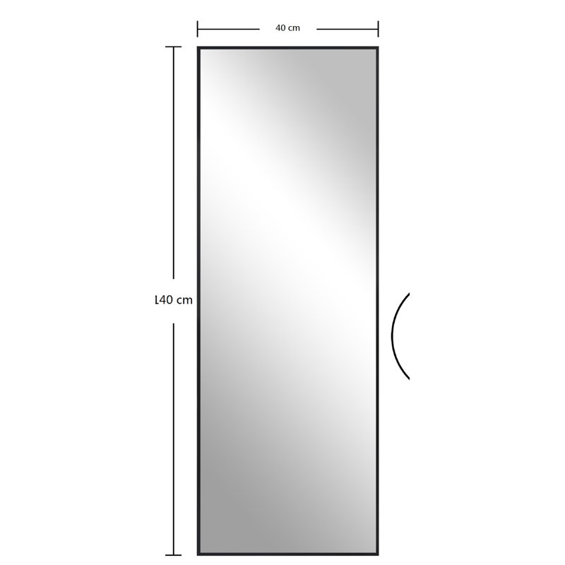 Jameson Metal Flat Mirror, Black, 140cm H x 40cm W