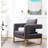 Gray Contemporary Armchair - Upholstered In Velvet-Like Fabric, With Metal Frame, Square , Pillow Back For Comfort Chair And Style, Framework, Peaceful Area-243189198