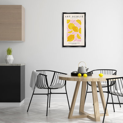  Lemons on Florals Framed Floater Canvas by Incado