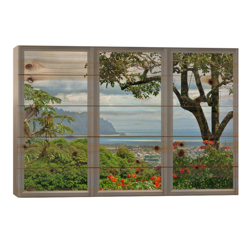 Vue de la fenêtre d'Hawaï, L 40 po x H 26 po