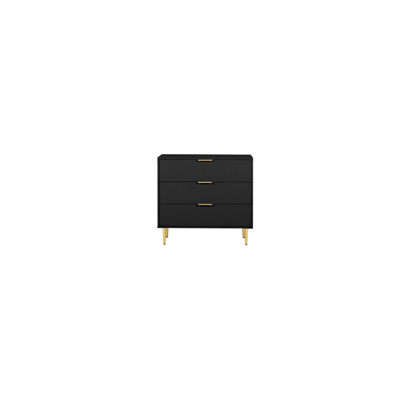 Bethzaida 3 Drawer Fluted Chest, Black