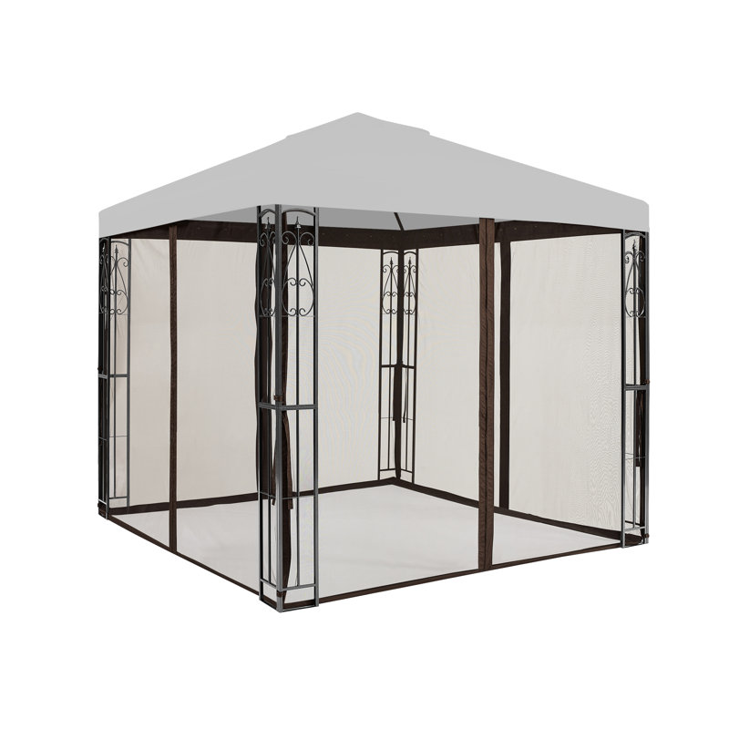 APEX GARDEN Brown Fabric Screen for Gazebo