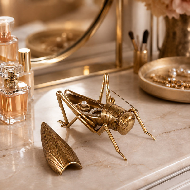 Aurelian Gold Resin Grasshopper Sculpture