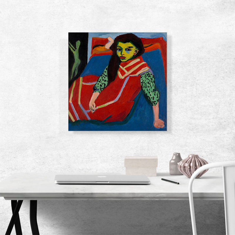 «Seating Girl 1920» par Ernst Ludwig Kirchner, reproduction sur toile tendue, H 18 po x l 18 po x P 0,75 po