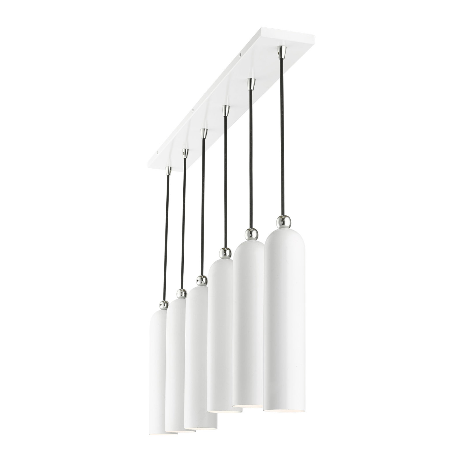 Veikko Dimmable 6-Light Pendant, Shiny White Finish