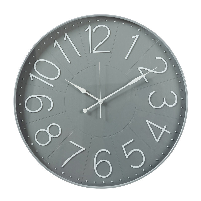 Horloge murale ronde 23,5 po Stonehaven, Gris