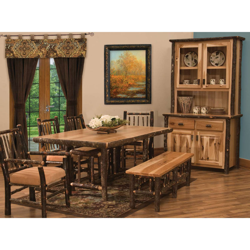 Fireside Lodge Hickory Log Rectangle Dining Table - 6-foot - Cognac - Standard, Cognac, 30"H x 72"L x 42"W, Standard