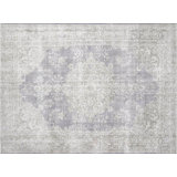 One-of-a-Kind Hand-Knotted 1960s 7'4" x 9'11" Wool Area Rug In Gray/Purple/Green