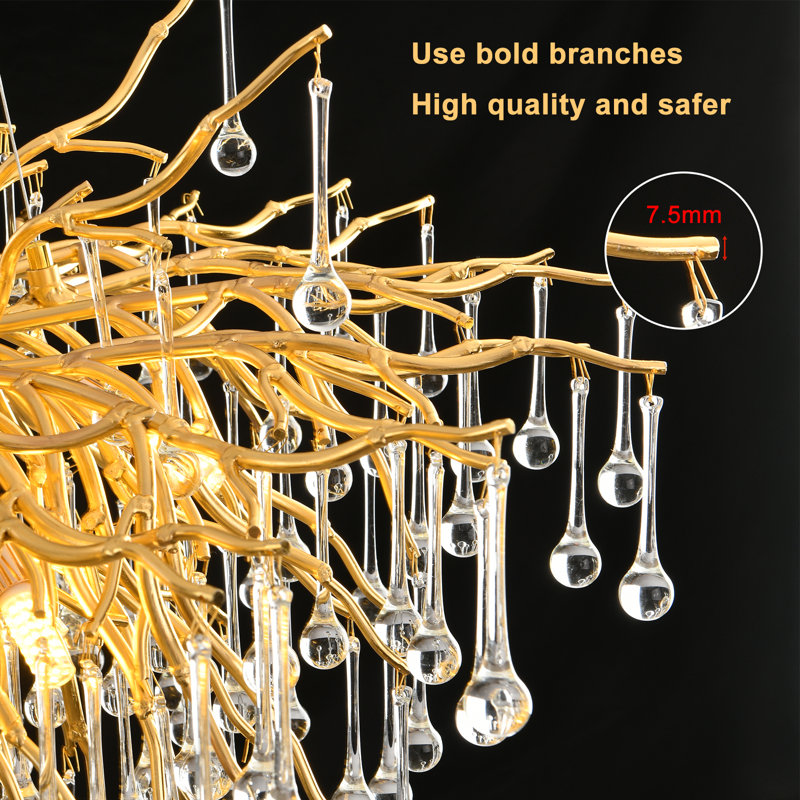 Akari Tree Branch Teardrop Chandelier Lighting, D32"