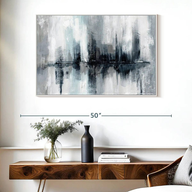 Lumières de port indigo, Cadre flottant blanc, 40 po x 27 po