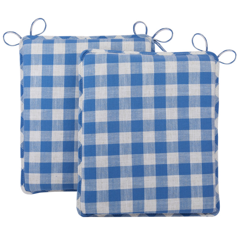 Ensemble de coussins de chaise berçante antidérapant Coastal, Carreaux bleus