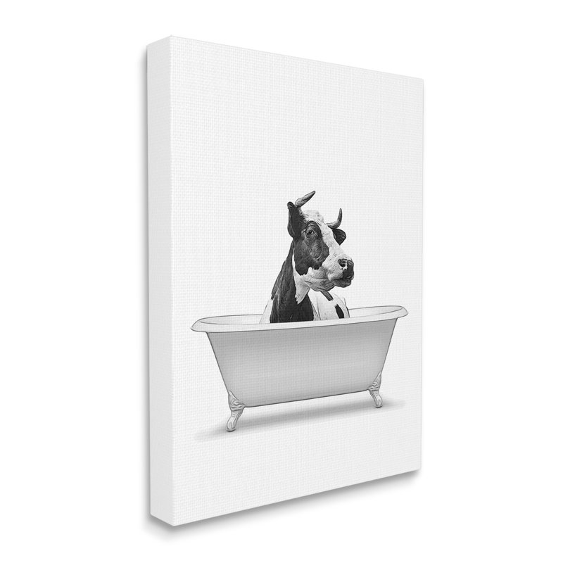 " Farmhouse Cow Bathtub Portrait " by Annalisa Latella, 40" H x 30" W x 1.5" D