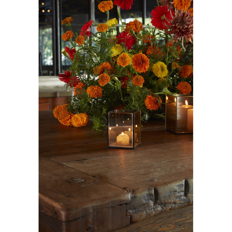 Asia Glass Tabletop Votive Holder, 4" H x 3" W x 3" D