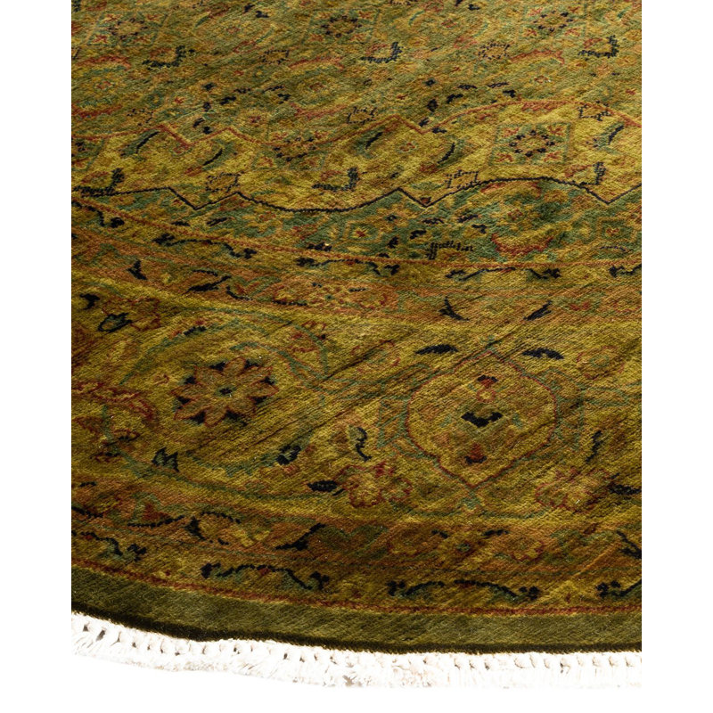 Handmade Gold Wool Round Area Rug 6'2" x 6'4"