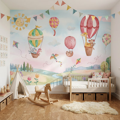 Papier peint montgolfière pour enfants