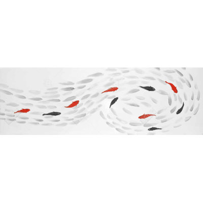 Swimming Fish Swirl Canvas | Asian Aquatic Animals Decor