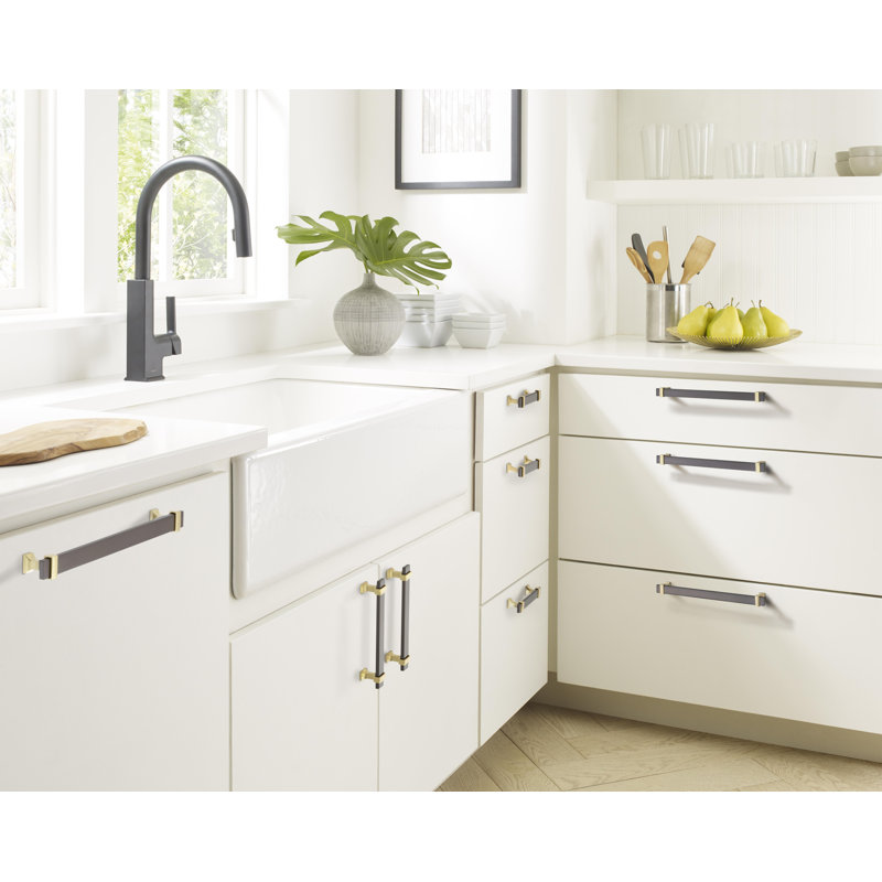 Overton Brushed Gold and Black Chrome Cabinet Bar Pull