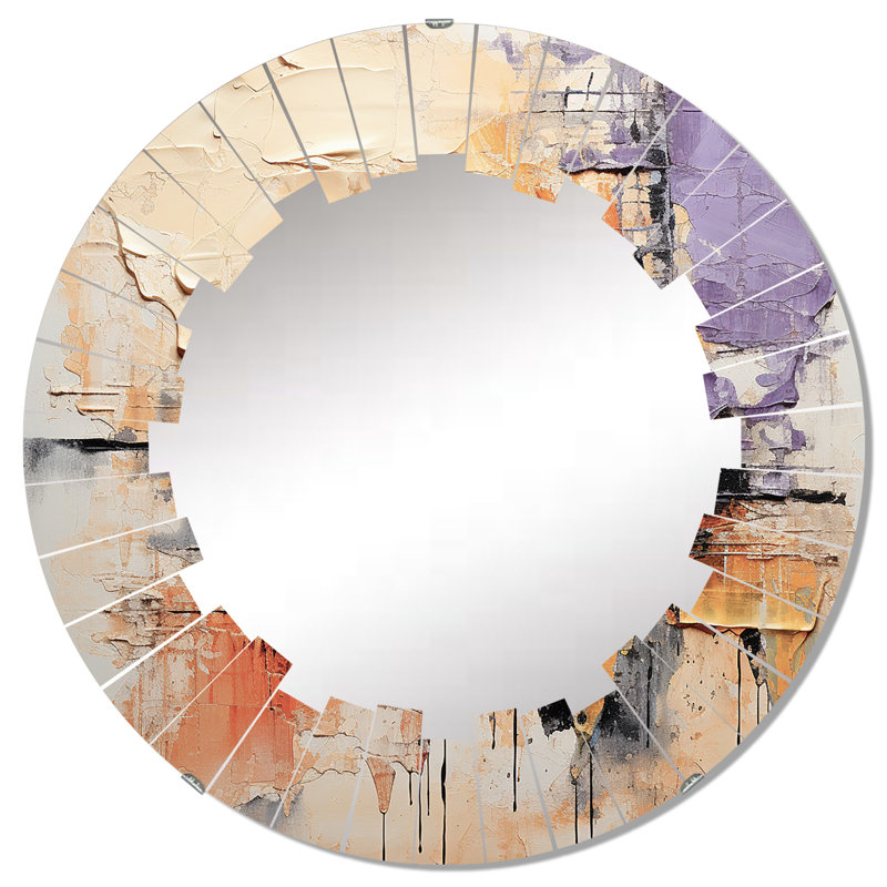 Gabo - Miroir mural rond moderne, 32 po x 32 po