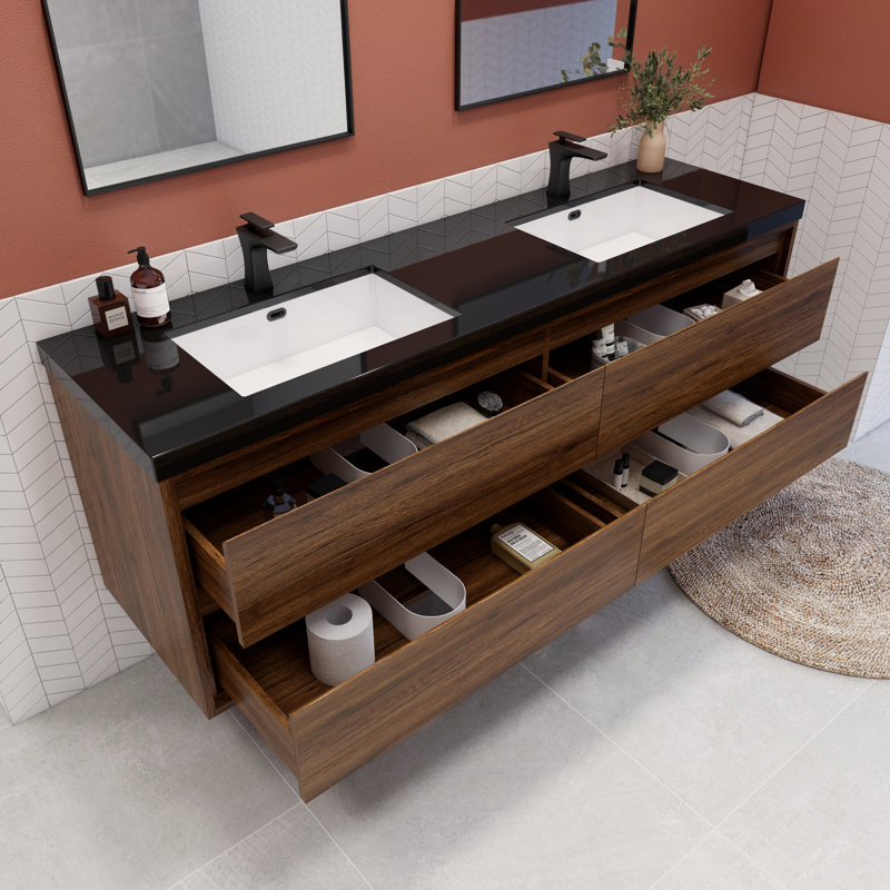 Ensemble de meuble-lavabo double 72 po Vickye, Palissandre