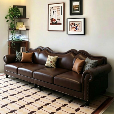 American-style light luxury leather sofa