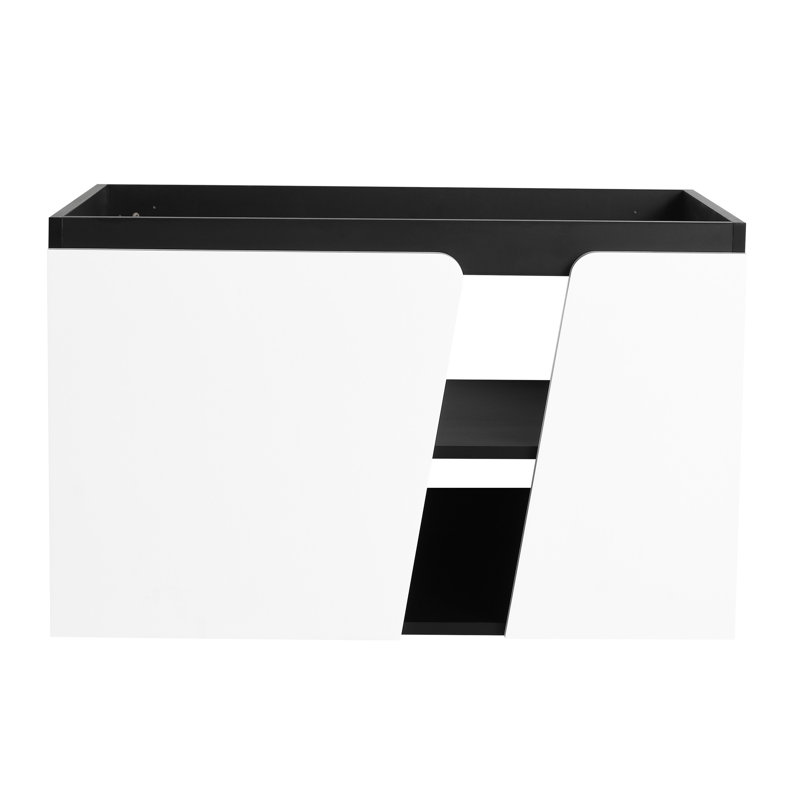 Meuble-lavabo moderne 32 po, option de fermeture en douceur, blanc et noir 32 po avec fermeture en douceur, fixation murale