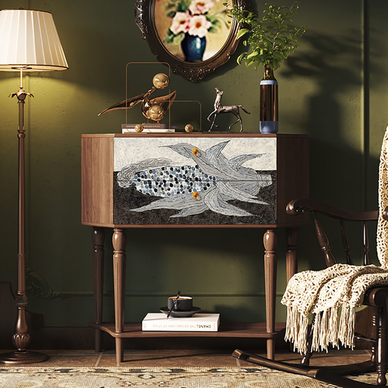 Buffet multifonctionnel 33,5 po, Brun / Gris