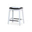 Tabouret 30 ", finition blanche, siège en cuir noir pour la maison-35572450